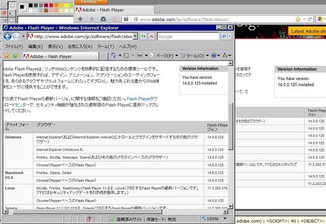 Adobe Flash Player 14.0.0.125 のテスト。