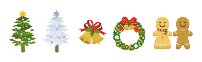 クリスマス・パーティー・ベル・リース・クッキー・イラスト素材・商用無料・png