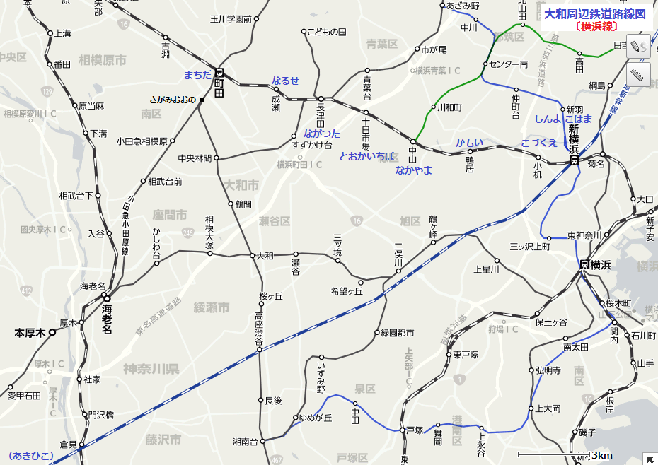 大和周辺鉄道路線図 - 横浜線（あきひこ）