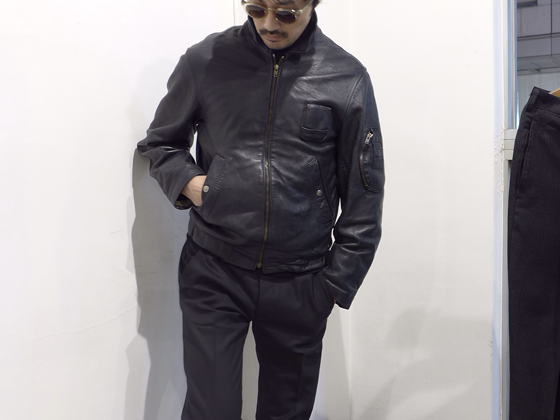 1970s Vintage French Military Leather Pilot Jacket ヴィンテージ